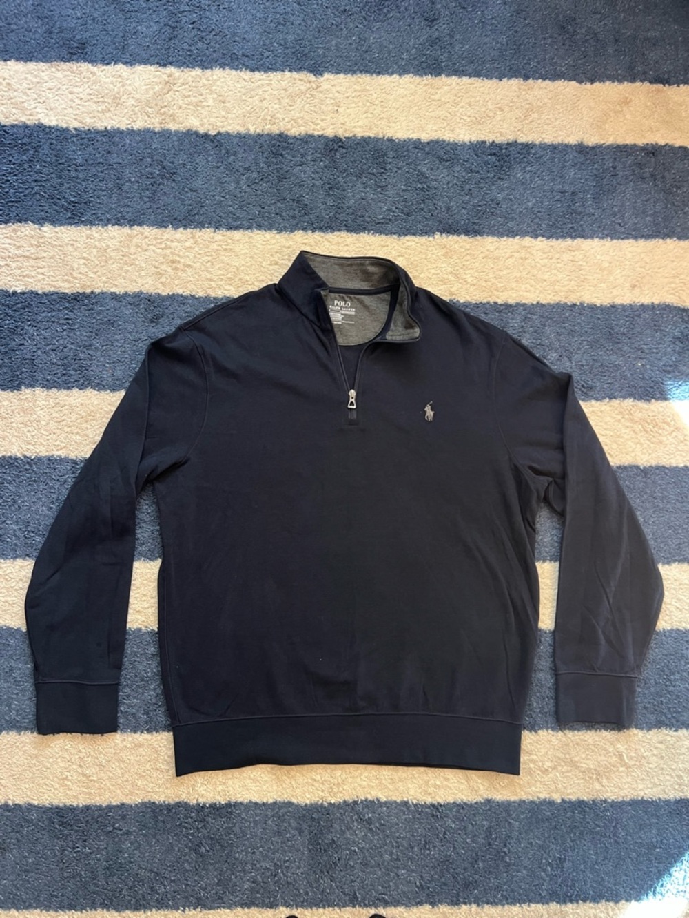 Polo by Ralph Lauren Navy Quarter-Zip Pullover Sweater Mens Size Large